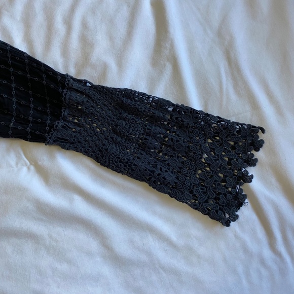 JOHNNY WAS Antoinette Crochet Jacket Blue Waterfall Cardigan Eyelet Boho S EUC - Picture 7 of 14